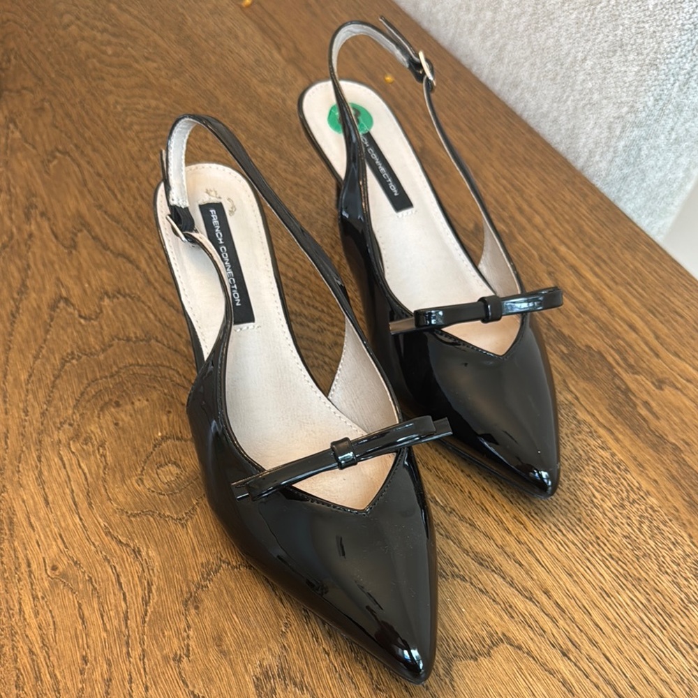 Black Slingback Heels with Bow